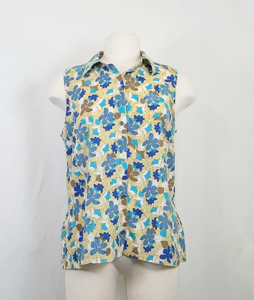 CAbi Blouse Limited Edition Peplum Floral Wish Top Women's Size L 5215